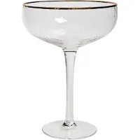 Beliani Champagnerschalen 4er Set Transparent mit Goldrand Gehämmertes Design 450 ml 45 cl Fassungsvermögen Mundgeblasen Champagnergläser Sektschalen