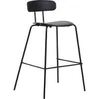 Beliani Barstuhl 2er Set Schwarz Kunststoff und Metall mit Lehne Fußstützen Modernes Design Sitzmöbel Wohnzommer Küche Bar Wohnküche Ausstattung