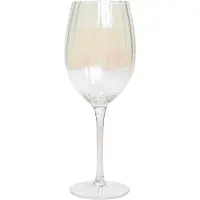Beliani Rotweingläser 4er Set Transparent Schimmernd Geriffelt 530 ml 53 cl Fassungsvermögen Mundgeblasen Glaswaren Gläser
