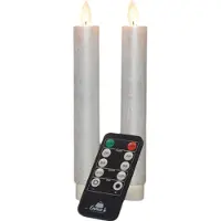 Annas collection Dinner Kerze Wachs führte bewegliche Flamme auf Batterie mit Fernbedienung 2 Stück h18 cm Perle (naturel)