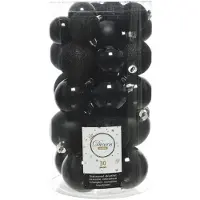 Christmas Decoration Weihnachtskugeln Kunststoff Mix 4-6cm 30er Set - Schwarz