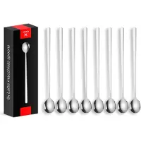 HGMD Latte macchiato Löffel - 8 Stück - 17cm - Kaffeelöffel - Longdrinklöffel - Barlöffel - Edelstahl