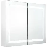 vidaXL LED-Spiegelschrank fürs Bad Glänzend Weiß 80x12x68 cm