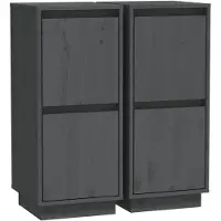 vidaXL Sideboards 2 Stk. Grau 31,5x34x75 cm Massivholz Kiefer