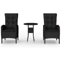 vidaXL 3-tlg. Garten-Bistro-Set Poly Rattan Schwarz