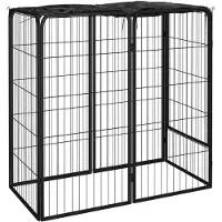 vidaXL 6-tlg. Hundelaufstall Schwarz 50x100cm Stahl Pulverbeschichtung