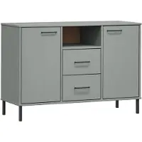 vidaXL Sideboard OSLO mit Metallbeinen Grau 113x40x77 cm Massivholz