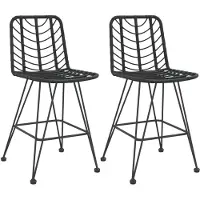 vidaXL Barhocker 2 Stk. Schwarz 45x56x103,5 cm PE-Rattan und Stahl