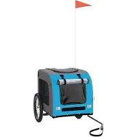 vidaXL Fahrradanhänger Hunde Blau und Grau Oxford-Gewebe und Eisen