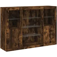 vidaXL Sideboards mit LED-Leuchten 3 Stk. Räuchereiche Holzwerkstoff