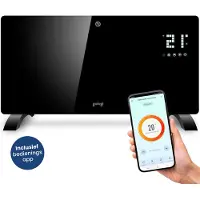 Gologi Elektrische Heizung - Konvektorheizung mit Thermostat - Funktioniert über App und Touch-Steuerung - Bis zu 25m2 - 2000W - Schwarz