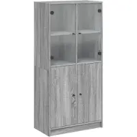 vidaXL Highboard mit Türen Grau Sonoma 68x37x142 cm Holzwerkstoff