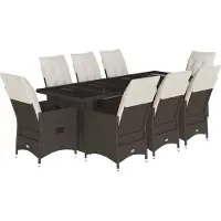 vidaXL 9-tlg. Garten-Bistro-Set mit Kissen Braun Poly Rattan