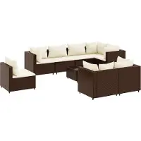 vidaXL 9-tlg. Garten-Lounge-Set mit Kissen Braun Poly Rattan