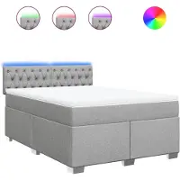 vidaXL Boxspringbett mit Matratze Hellgrau 160x200 cm Stoff