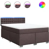 vidaXL Boxspringbett mit Matratze Dunkelbraun 140x200 cm Stoff
