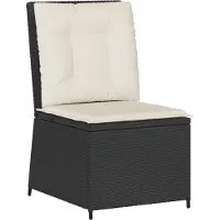 vidaXL Gartensessel mit Liegefunktion und Kissen Schwarz Poly Rattan