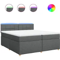 vidaXL Boxspringbett mit Matratze Dunkelgrau 200x200 cm Stoff