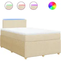 vidaXL Boxspringbett mit Matratze Creme 120x200 cm Stoff