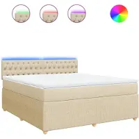 vidaXL Boxspringbett mit Matratze Creme 180x200 cm Stoff