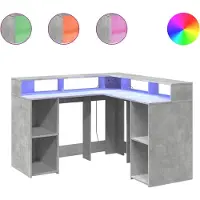 vidaXL LED-Schreibtisch Betongrau 130x130x91 cm Holzwerkstoff