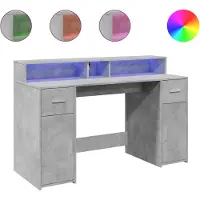 vidaXL LED-Schreibtisch Betongrau 140x55x91 cm Holzwerkstoff
