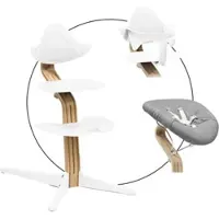 Stokke Nomi Bundle Hochstuhl Eiche inkl. Newbornset und Babyset, weiss