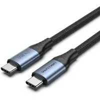 Vention USB 4.0 Typ-C Stecker auf Typ-C Stecker 5A Kabel 1M Aluminium Legierung Typ Geflochtene Baumwolle, 1 m, USB C, USB C, USB4 Gen 3x2, 40 Gbit/s, Schwarz, Blau