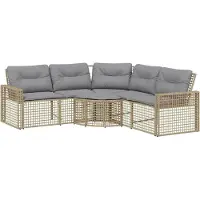 vidaXL Gartensofa in L-Form mit Kissen und Fußbank Beige Poly Rattan