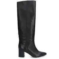 Manfield Schwarze Lederstiefel mit Absatz | Größe 40