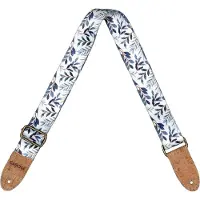 Cascha CGS-VC3 Veganer Gitarrengurt aus Kork – Blue Twigs – 3,8 cm breit – längenverstellbar