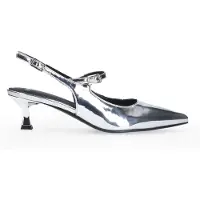 Manfield Silberfarbene Slingbacks aus Leder | Größe 39