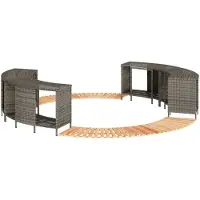 vidaXL Whirlpool-Umrandung Grau Poly Rattan und Massivholz Akazie