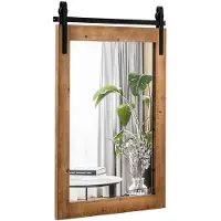 Coast Rechteckiger Spiegel mit Holzrahmen, 76,5 x 56 cm, Rustikaler Wandspiegel, Unbrechbarer Hängespiegel mit Metallhalterung, für Flur, Wohnzimmer, Schlafzimmer (Braun)