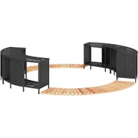 vidaXL Whirlpool-Umrandung Schwarz Poly-Rattan und Massivholz Akazie