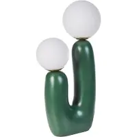 Beliani Tischlampe Dunkelgrün Harz 40 cm Hoch mit Schirm Kugelform 2-Flammig Langes Kabel mit Schalter Modern Schlafzimmer Wohnzimmer Nachttischlampe