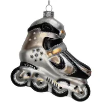 HD Collection Ornament Weihnachtskugel Rollerblade Glas Weiß 11,4 cm (wit)