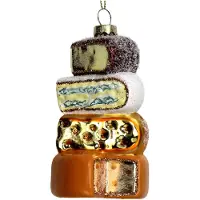 HD Collection Ornament Weihnachtskugel Käse Glas Multi 11,4 cm (multi)