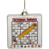 HD Collection Ornament Sudoku Brett Glas Rot 9.5cm (rood)