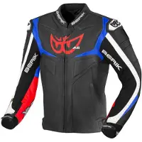 Berik Wild Chase Motorrad Lederjacke, schwarz/weiß/rot/blau, 52