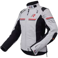 Rukka Armatou-R wasserdichte Damen Motorrad Textiljacke, hellgrau/schwarz/rot, 40