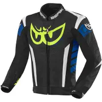 Berik Zakura Schwarz Weiß Blau Gelb Motorrad Lederjacke Größe 54