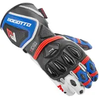 Bogotto Monza Perforierte Blau Weiß Rot Handschuhe Größe M