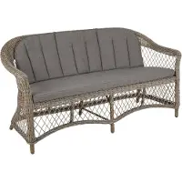Brafab Gartenbank Kamomill von aus Rattan, klassisch gepolstert, natur, mit Kissen, für 3–4 Personen