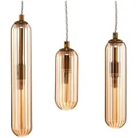 LUCANDE Freylin Hängeleuchte, 3-flammig, amber, Glas, 38 cm