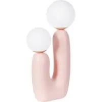 Beliani Tischlampe Pastellrosa Harz 40 cm Hoch mit Schirm Kugelform 2-Flammig Langes Kabel mit Schalter Modern Schlafzimmer Wohnzimmer Nachttischlampe