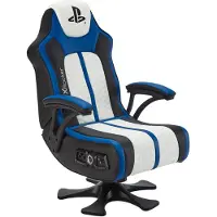 X Rocker Xrocker Playstation Legend 2.1 Wireless Pedestal Chair - White, Blue And Black