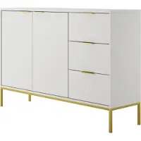 Petits-meubles Buffet Seattle mit 3 Schubladen und 2 Türen, Weiß, 150cm