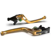 LSL Kupplungshebel BOW L25R mit ABE für BMW F S ST ABS, Ducati Monster Scrambler Multistrada Evo Panigale Hypermotard SP Enduro 749 - 1400 ccm Bj. 2003 - 2019, Farbe Hebel:gold, Farbe Versteller:grün