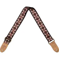 Cascha CGS-VC10 Veganer Gitarrengurt aus Kork – Ethno-rote Streifen – verstellbar von 89 bis 158 cm